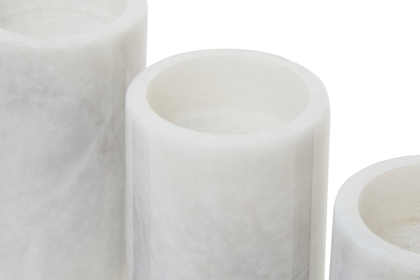Vida Set Of Three White Marble Tealight Holders - Skandi London