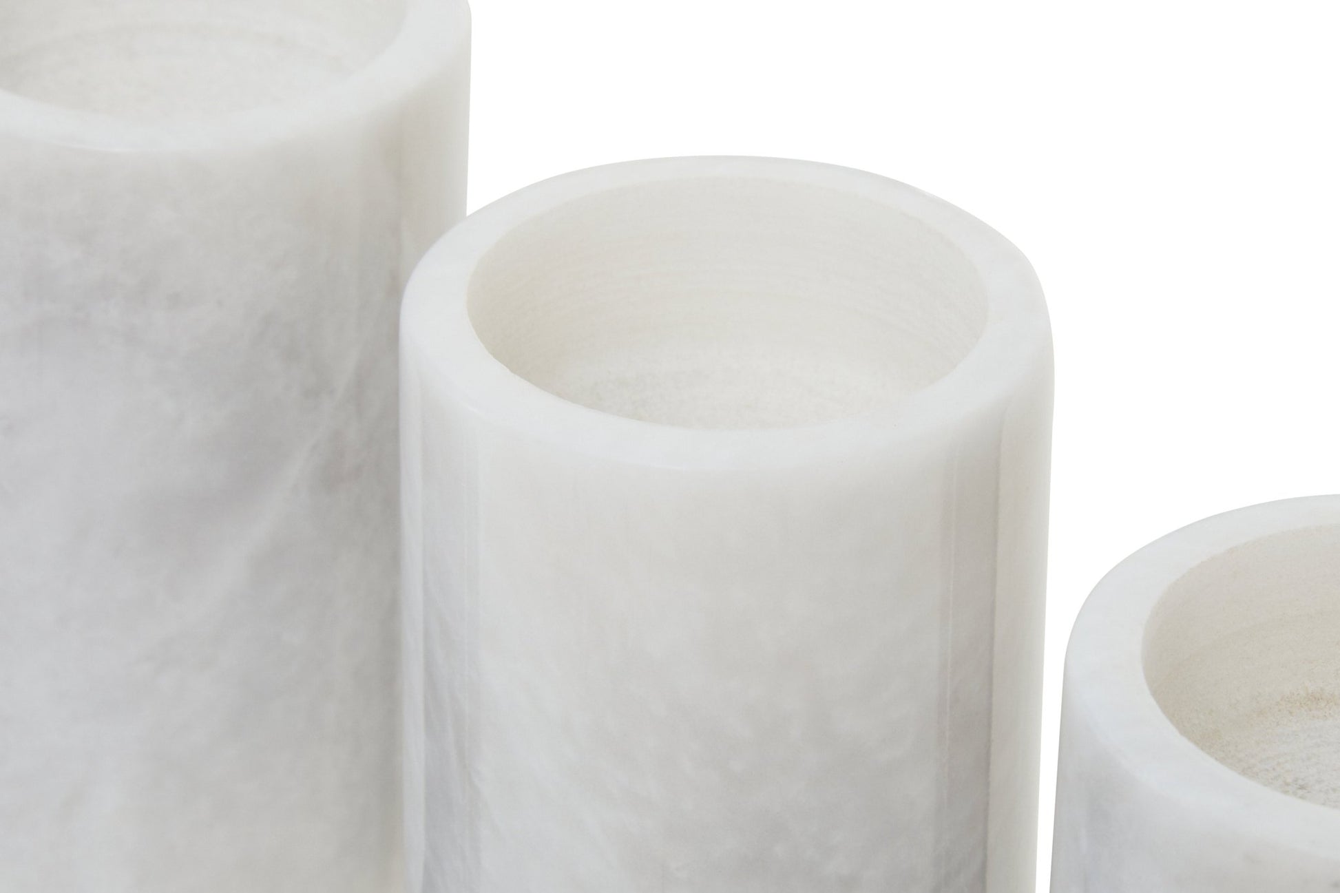 Vida Set Of Three White Marble Tealight Holders - Skandi London