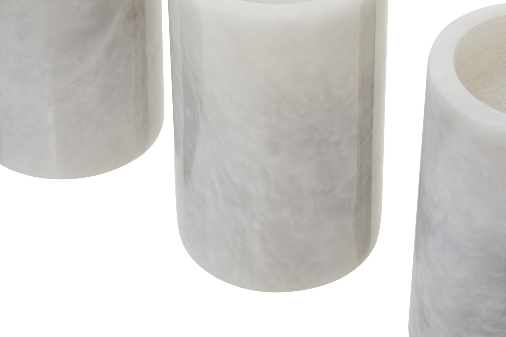 Vida Set Of Three White Marble Tealight Holders - Skandi London