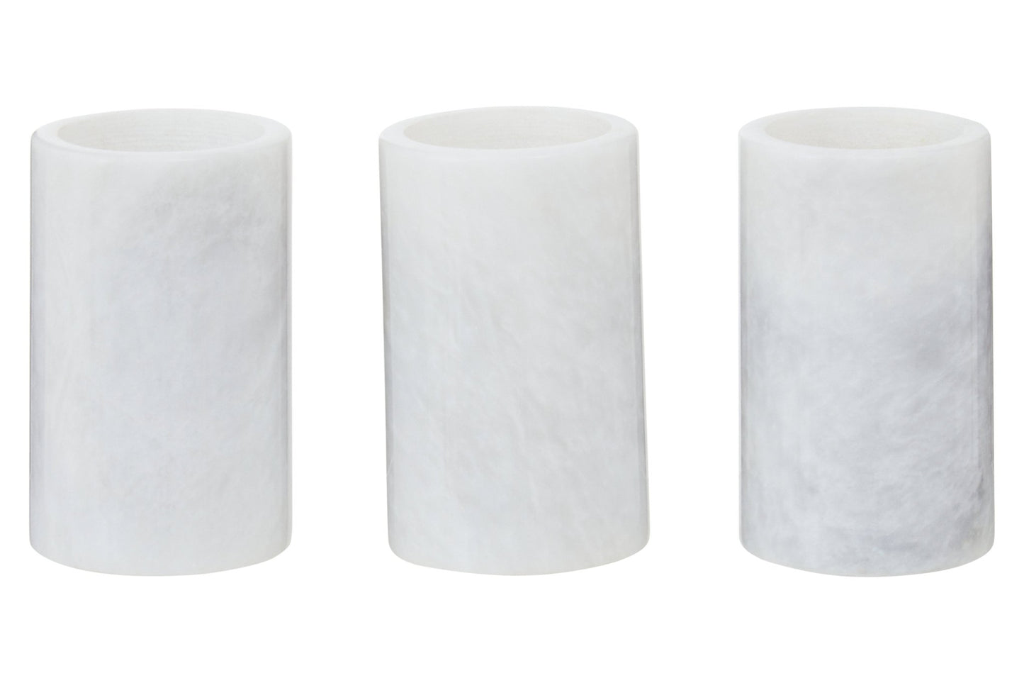 Vida Set Of Three White Marble Tealight Holders - Skandi London
