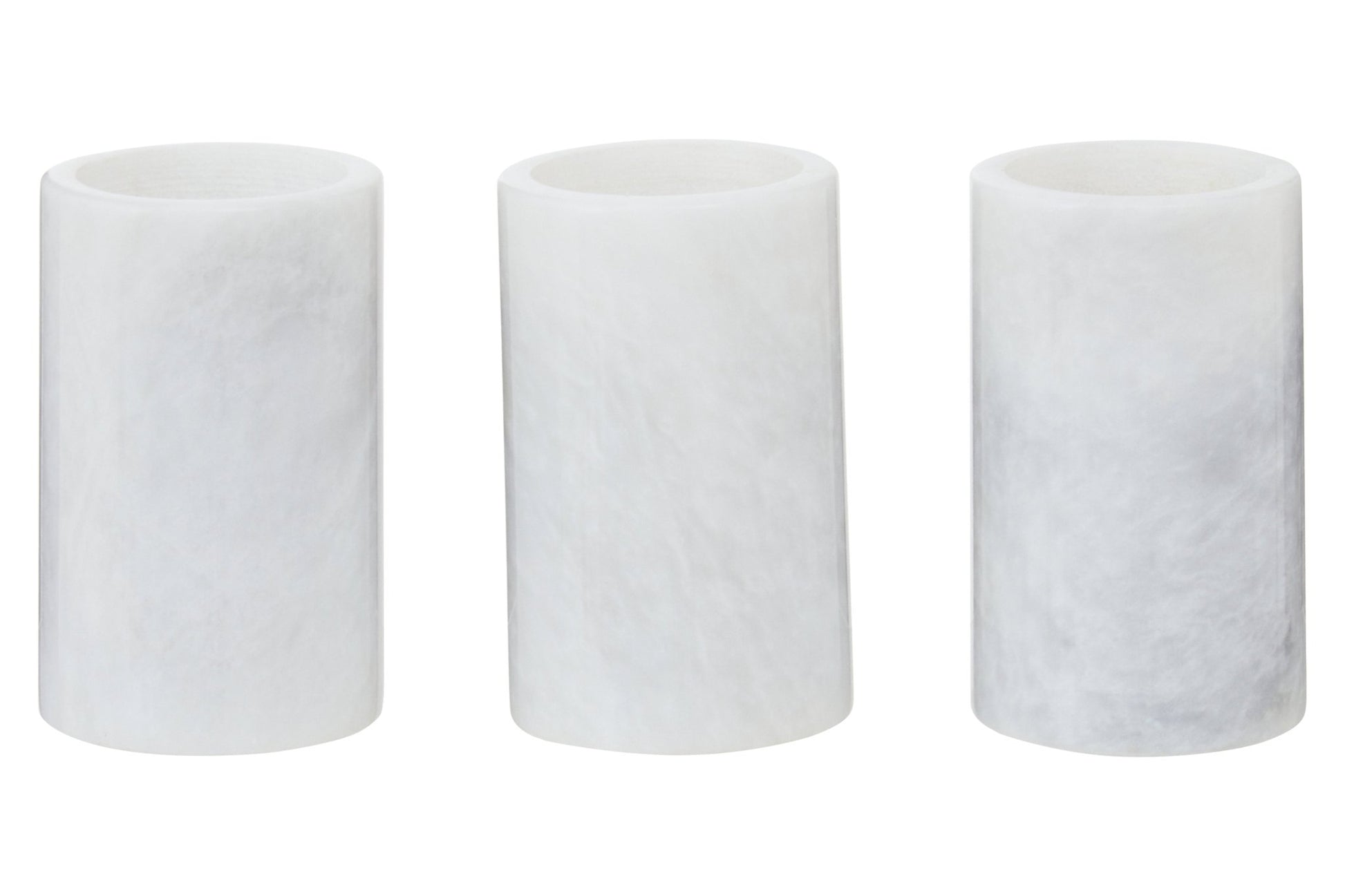 Vida Set Of Three White Marble Tealight Holders - Skandi London