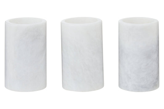 Vida Set Of Three White Marble Tealight Holders - Skandi London