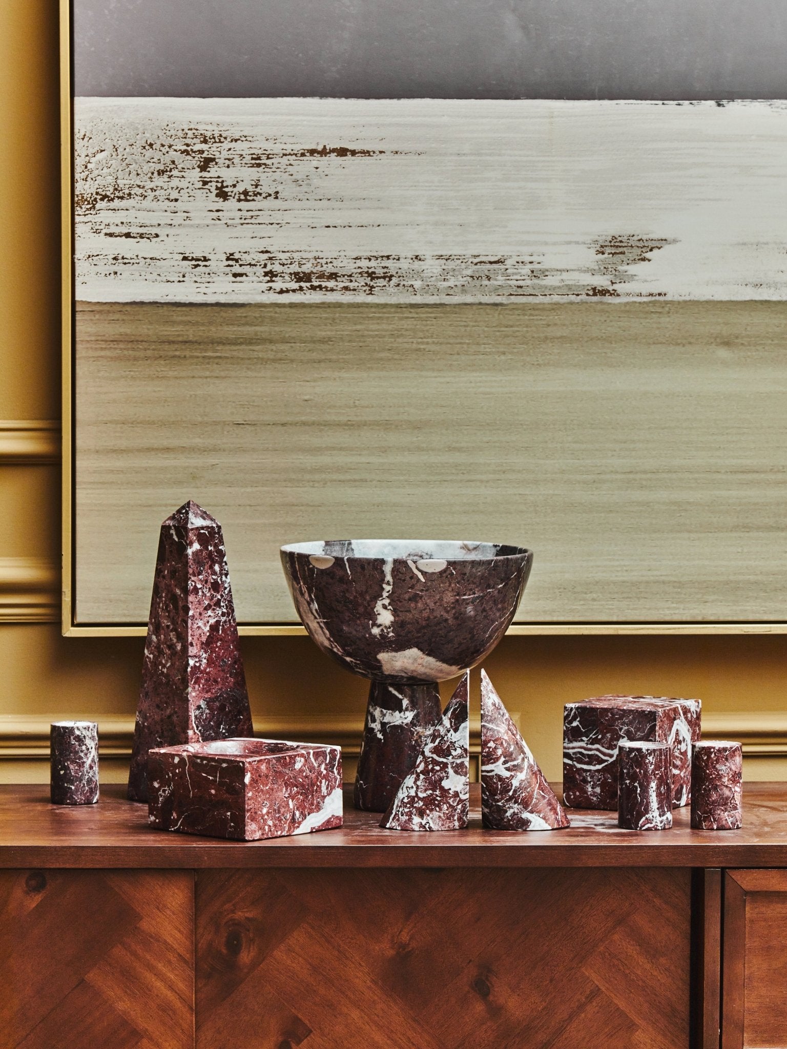 Vida Small Red Marble Obelisk - Skandi London