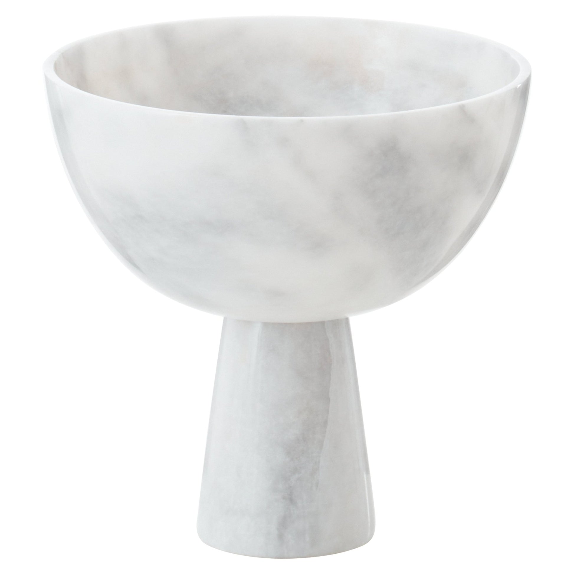 Vida Large White Marble Pedestal Bowl - Skandi London