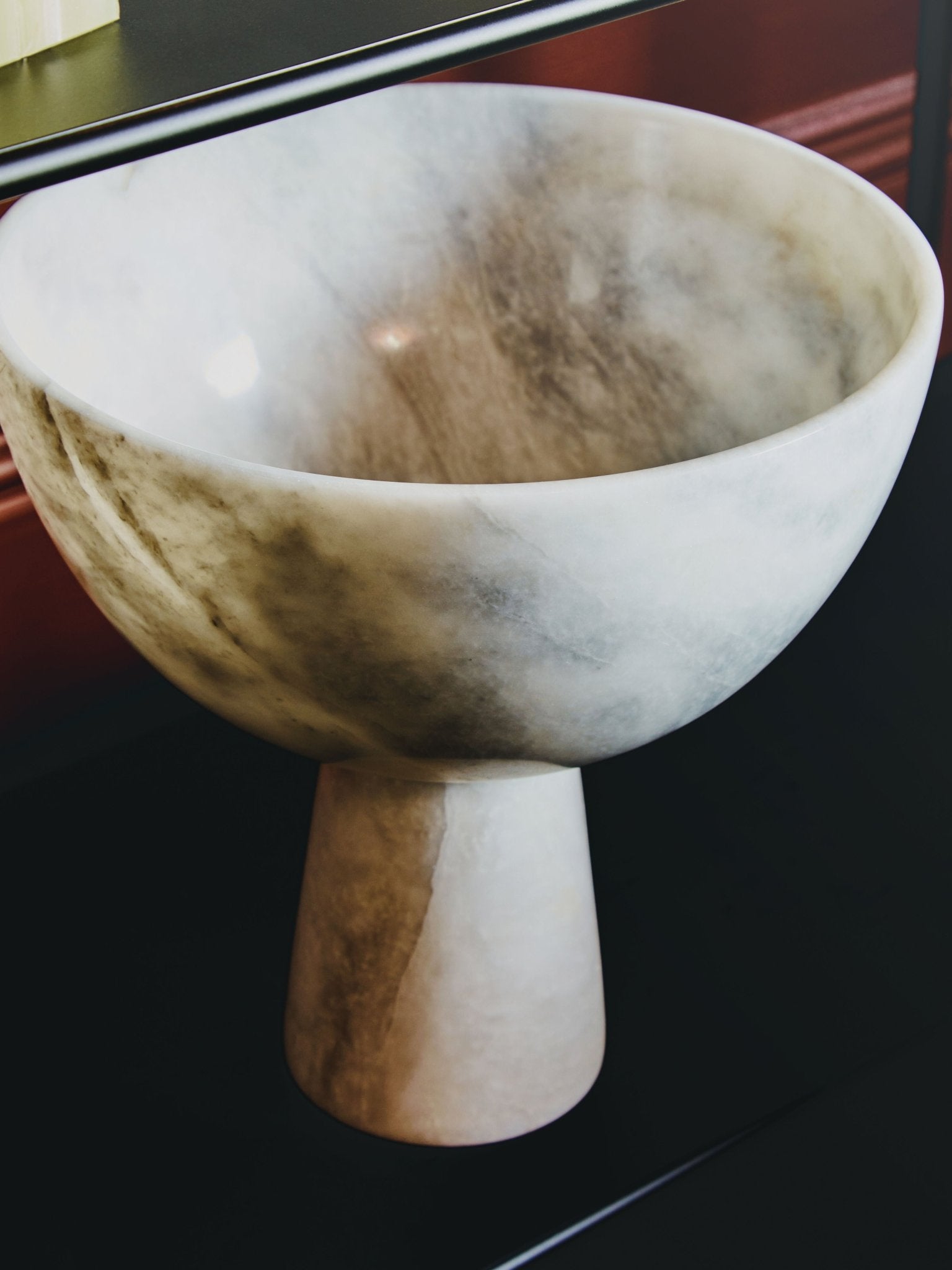 Vida Large White Marble Pedestal Bowl - Skandi London