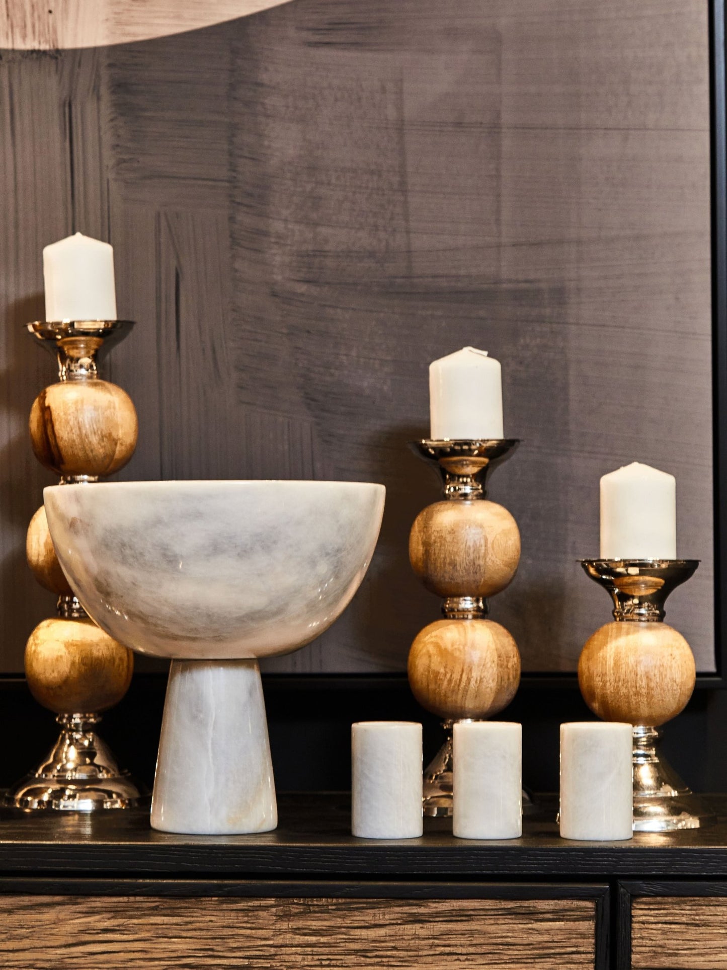 Vida Large White Marble Pedestal Bowl - Skandi London
