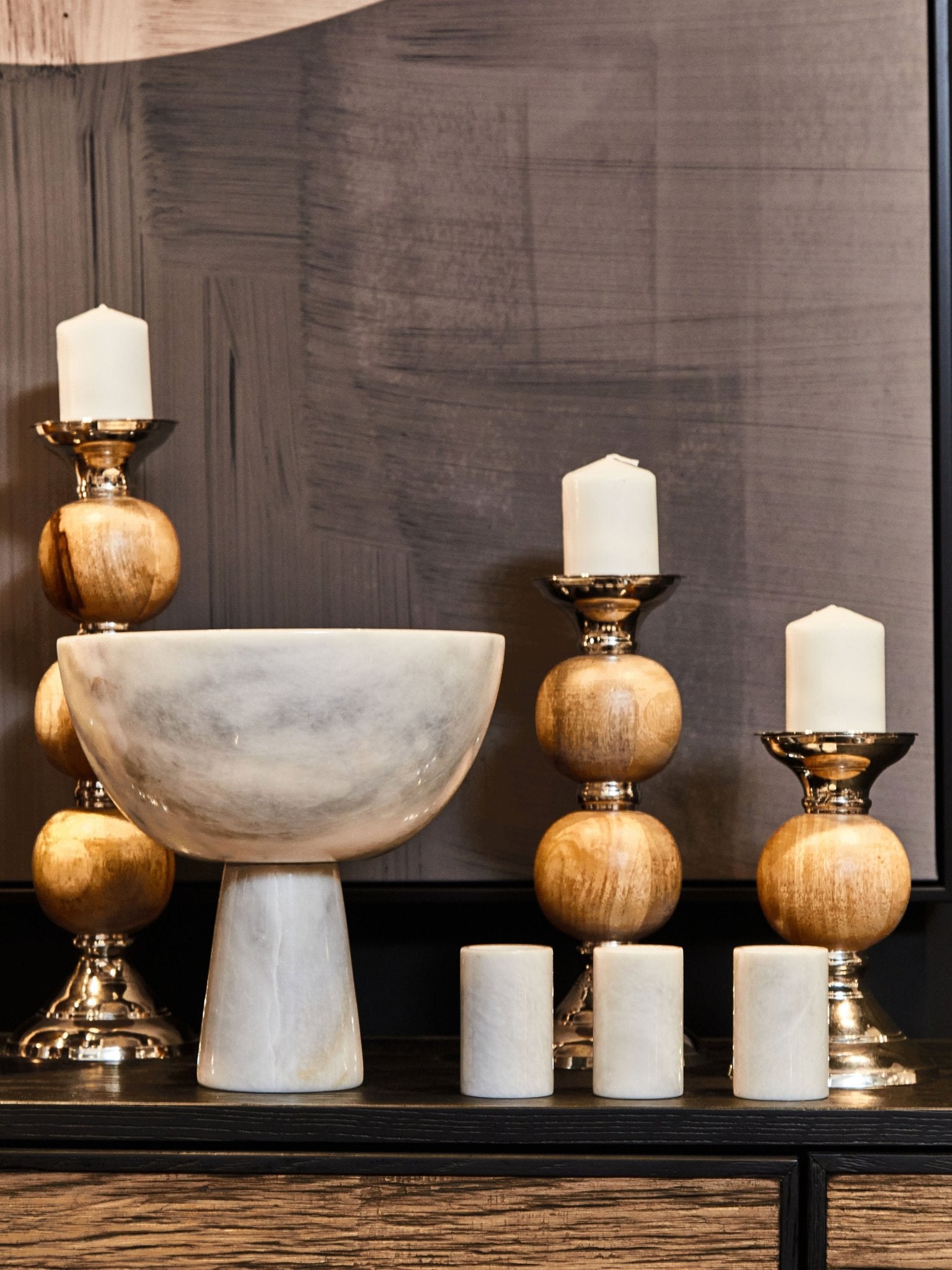 Vida Large White Marble Pedestal Bowl - Skandi London