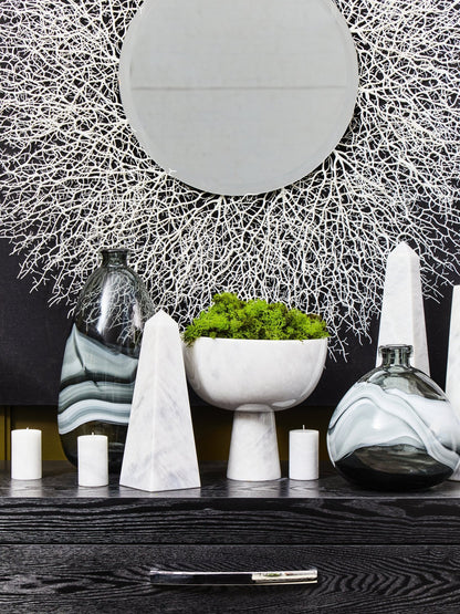 Vida Large White Marble Pedestal Bowl - Skandi London
