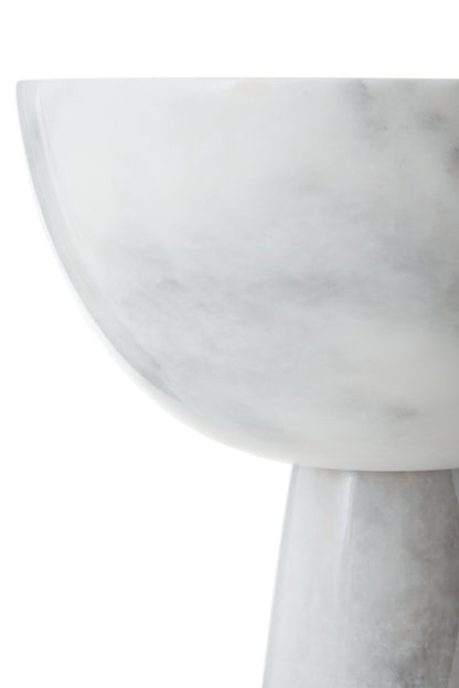 Vida Large White Marble Pedestal Bowl - Skandi London