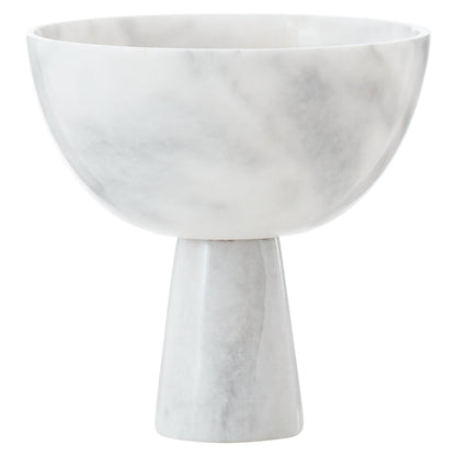Vida Large White Marble Pedestal Bowl - Skandi London