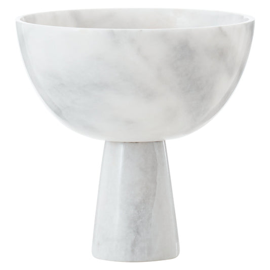 Vida Large White Marble Pedestal Bowl - Skandi London