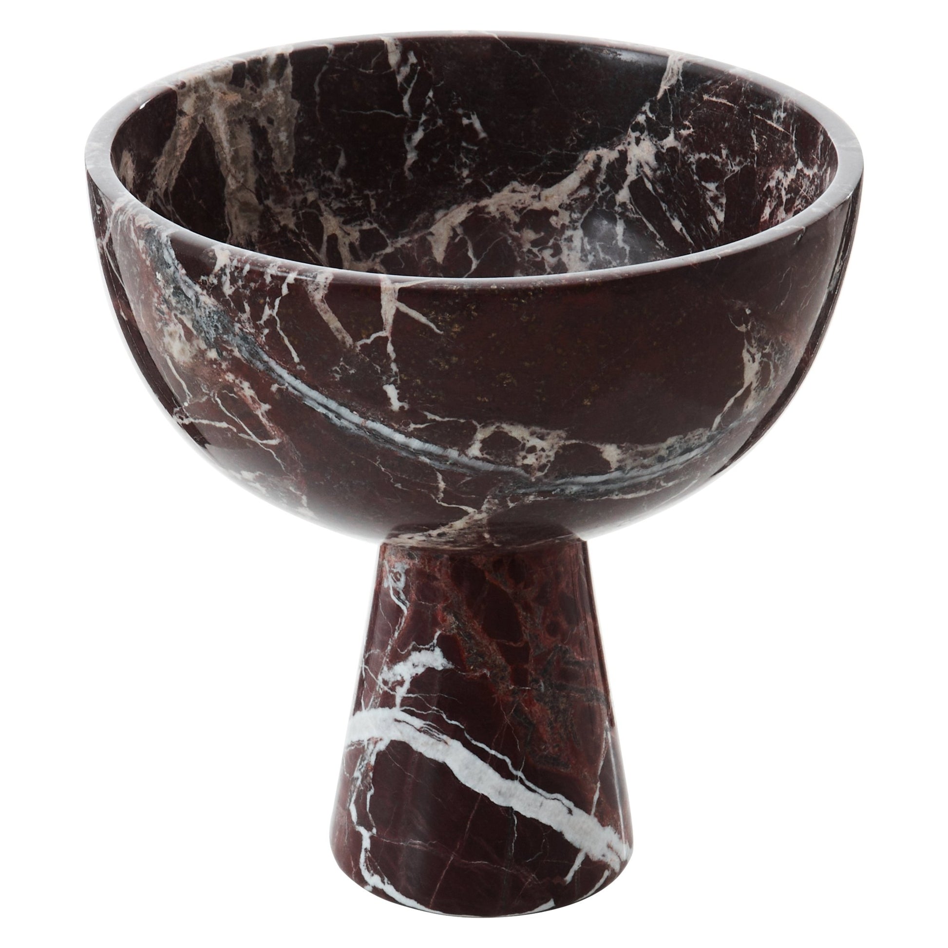 Vida Large Red Marble Pedestal Bowl - Skandi London