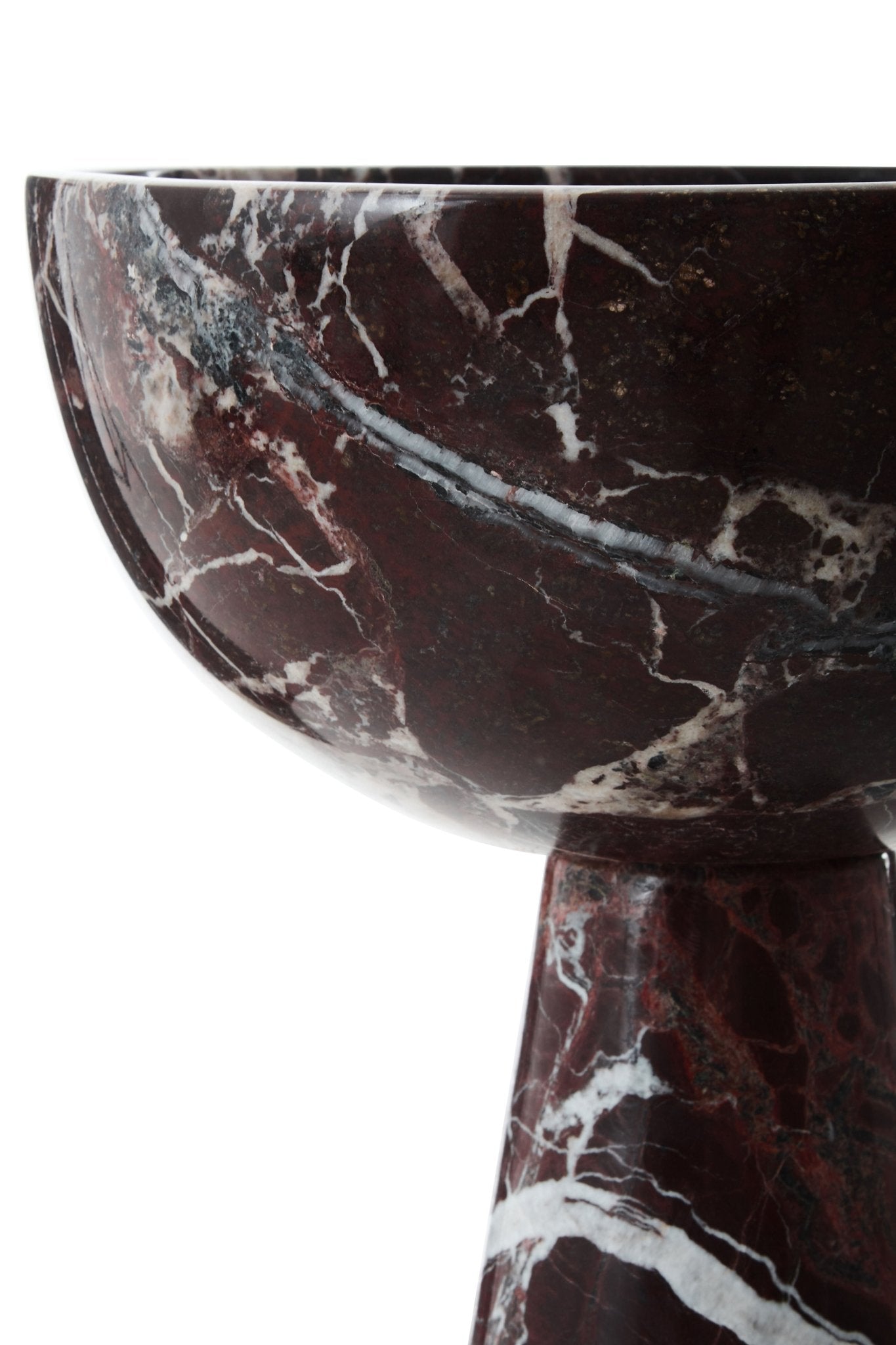 Vida Large Red Marble Pedestal Bowl - Skandi London