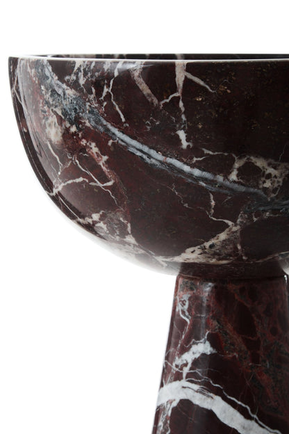 Vida Large Red Marble Pedestal Bowl - Skandi London