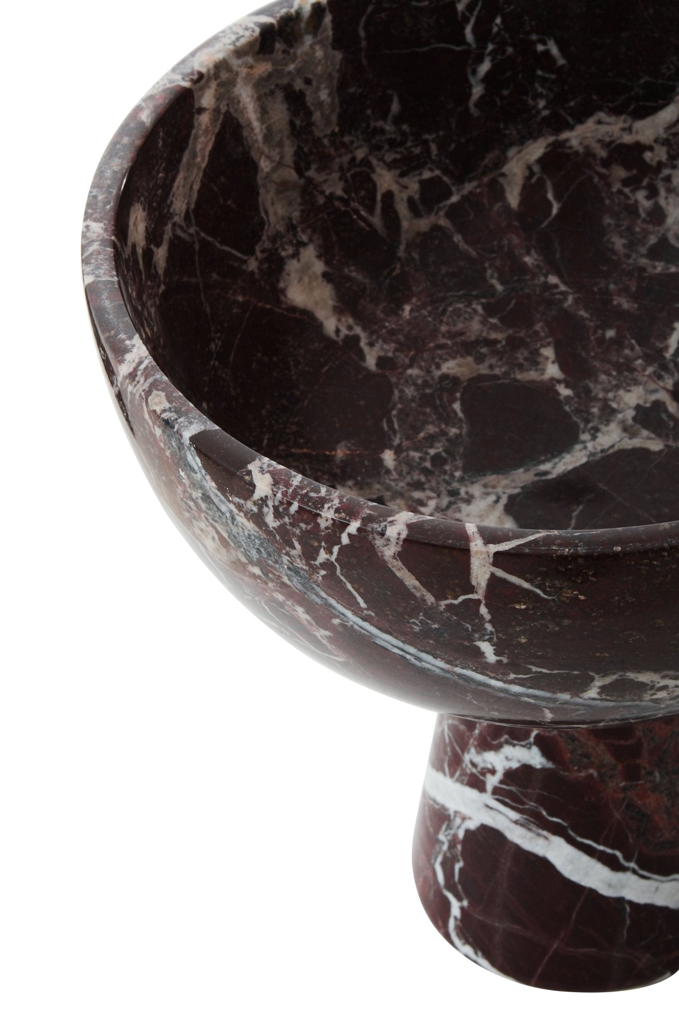 Vida Large Red Marble Pedestal Bowl - Skandi London