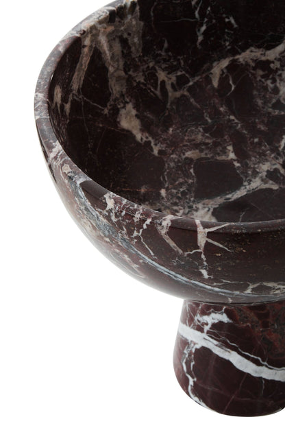 Vida Large Red Marble Pedestal Bowl - Skandi London