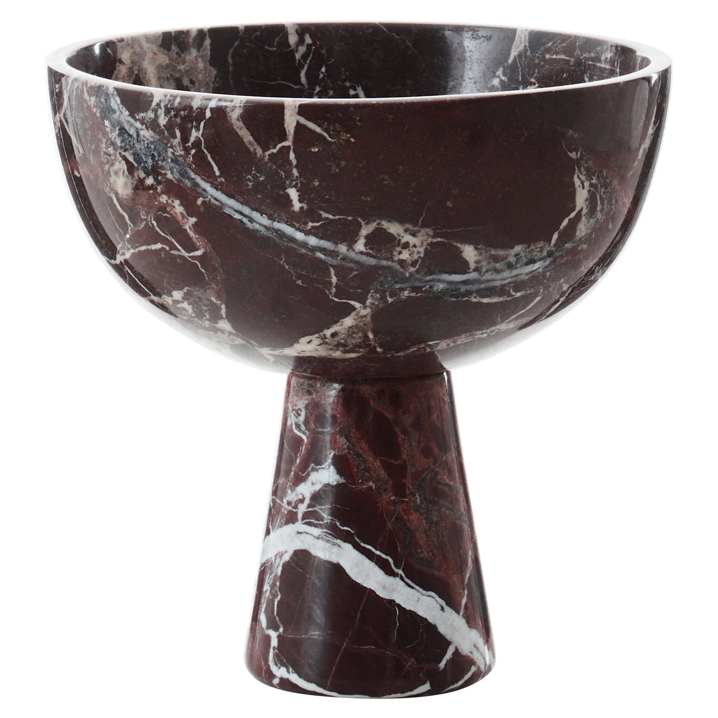 Vida Large Red Marble Pedestal Bowl - Skandi London