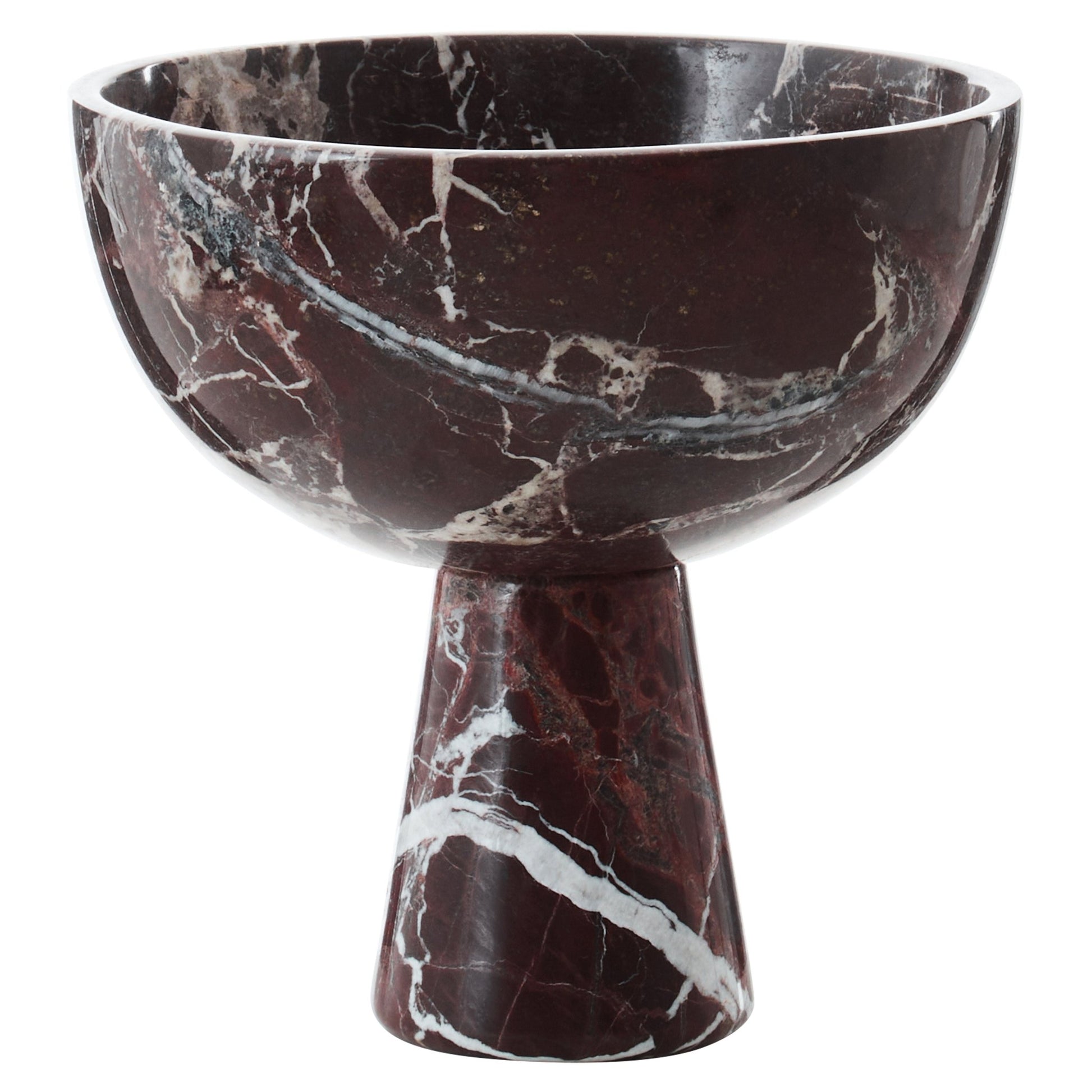 Vida Large Red Marble Pedestal Bowl - Skandi London