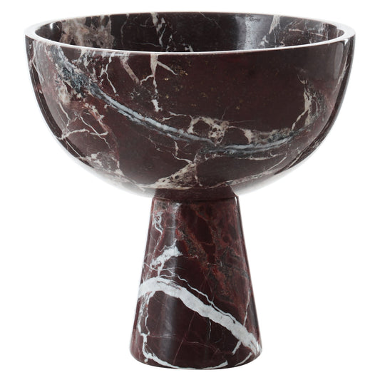 Vida Large Red Marble Pedestal Bowl - Skandi London