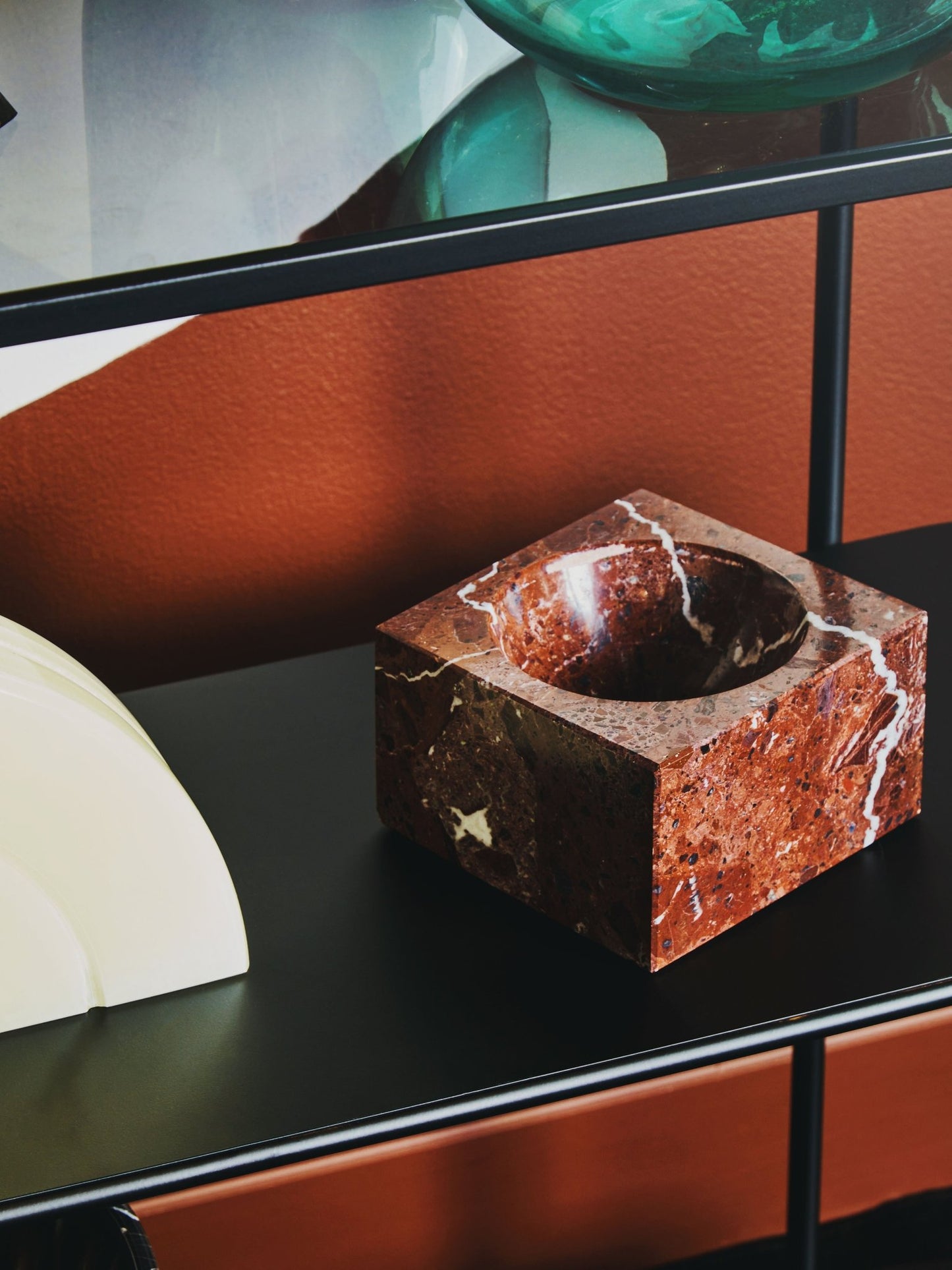 Vida Square Red Marble Bowl - Skandi London