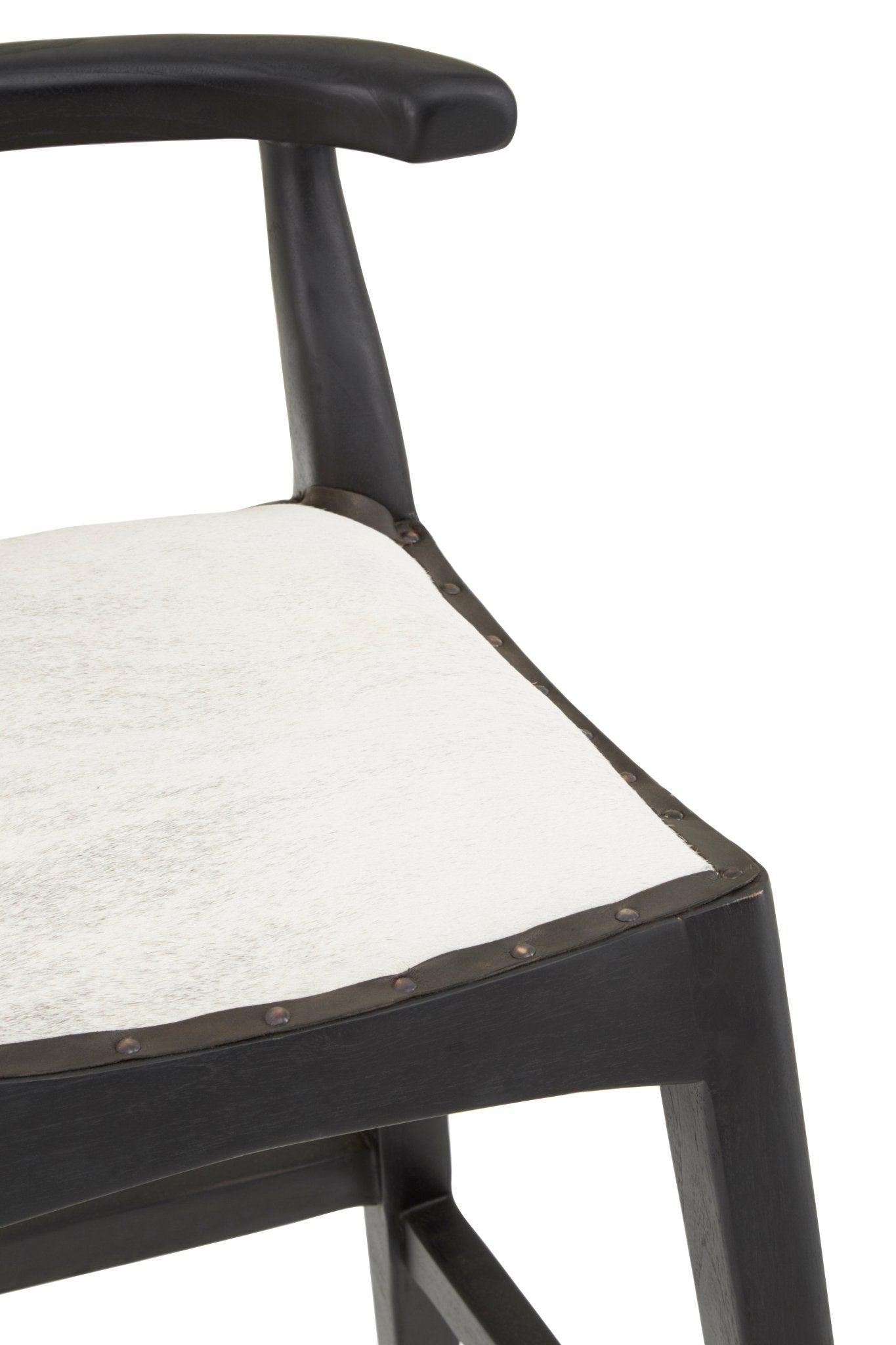 Hansel White Leather And Teak Bar Stool - Skandi London