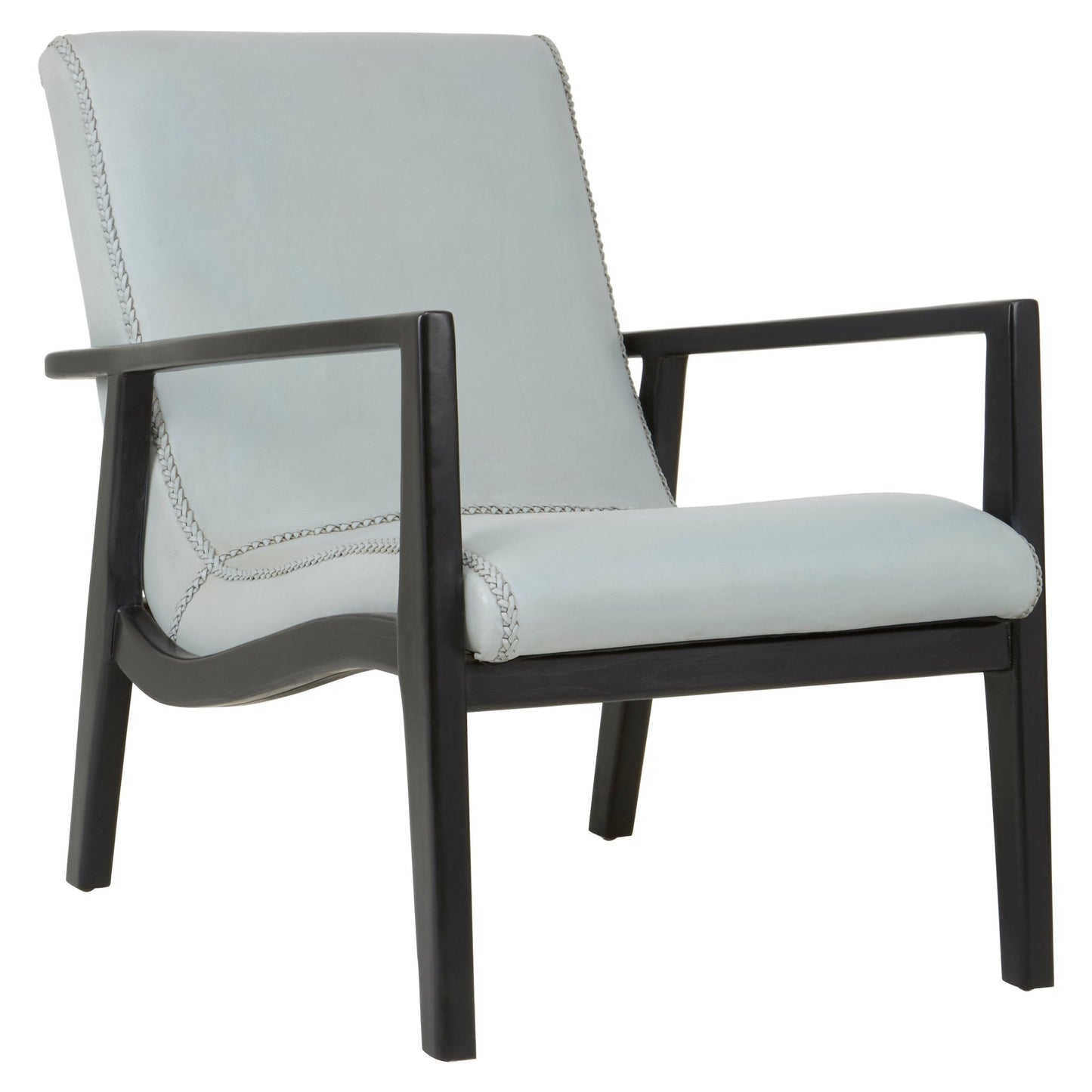 Hansel Grey Leather Curved Seat Chair - Skandi London