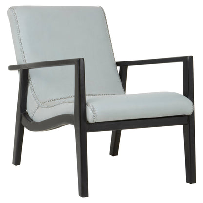 Hansel Grey Leather Curved Seat Chair - Skandi London