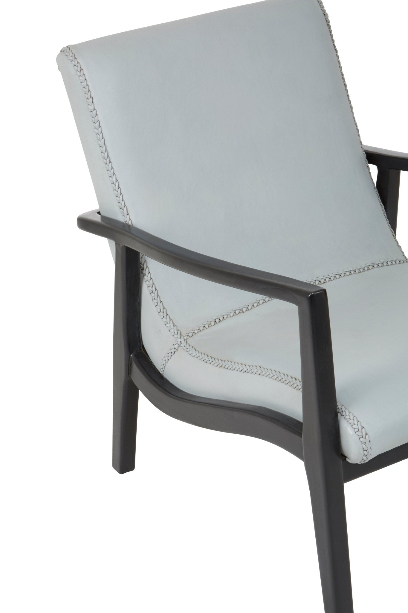 Hansel Grey Leather Curved Seat Chair - Skandi London