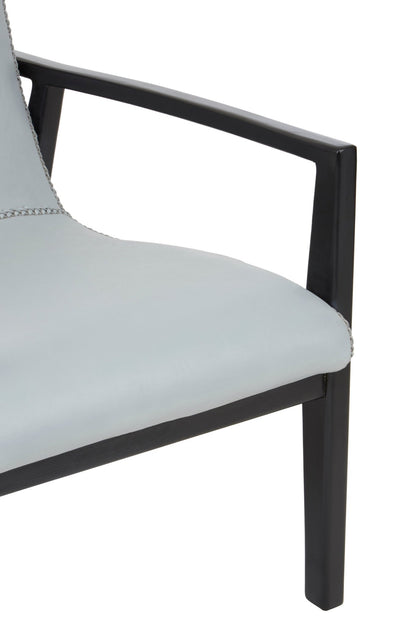Hansel Grey Leather Curved Seat Chair - Skandi London