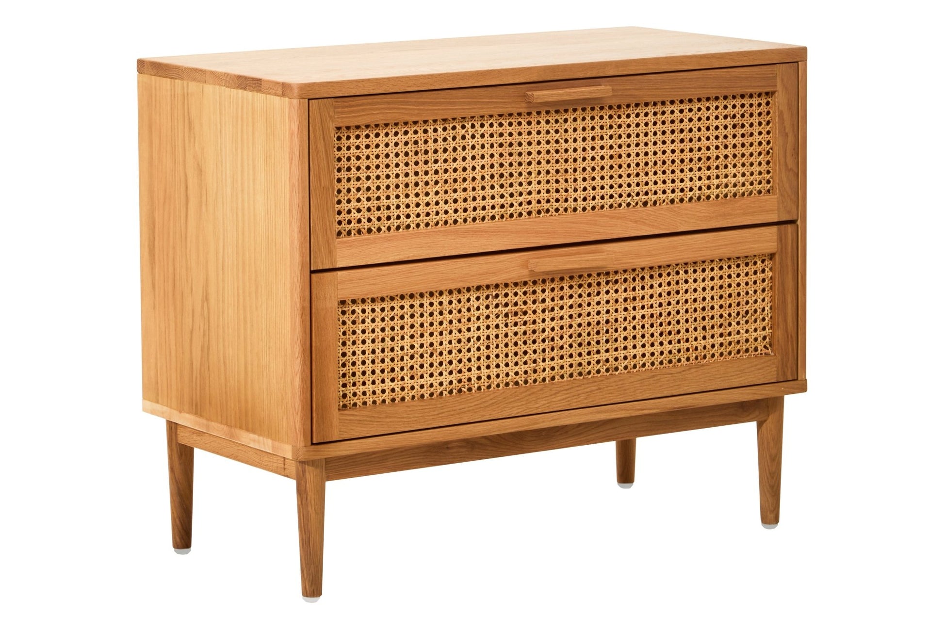 Janica Rattan and Oak Wood Two Drawer Chest - Skandi London