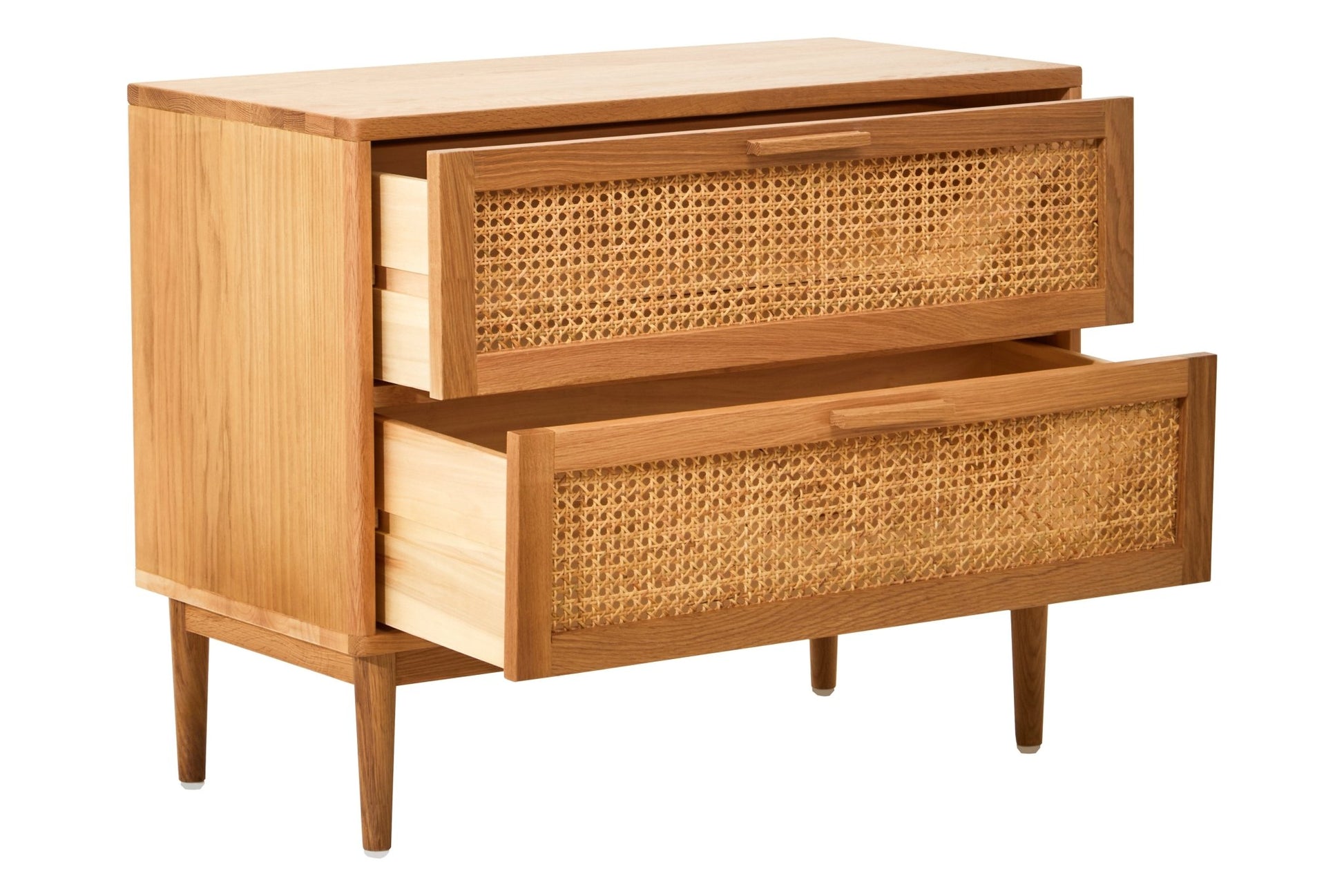Janica Rattan and Oak Wood Two Drawer Chest - Skandi London