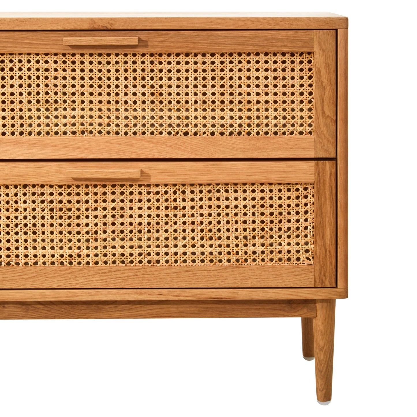Janica Rattan and Oak Wood Two Drawer Chest - Skandi London