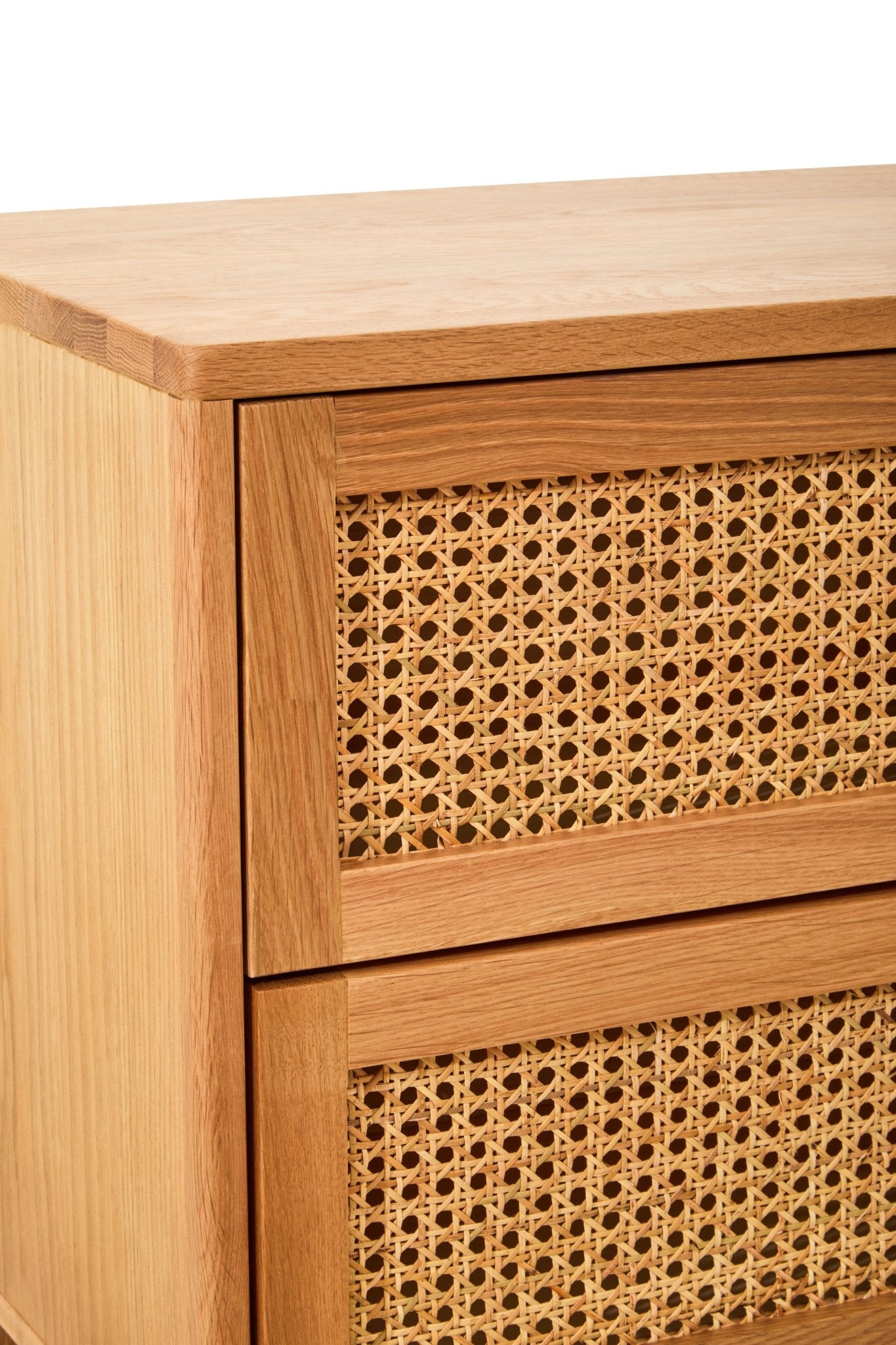 Janica Rattan and Oak Wood Two Drawer Chest - Skandi London