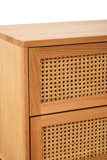Janica Rattan and Oak Wood Two Drawer Chest - Skandi London