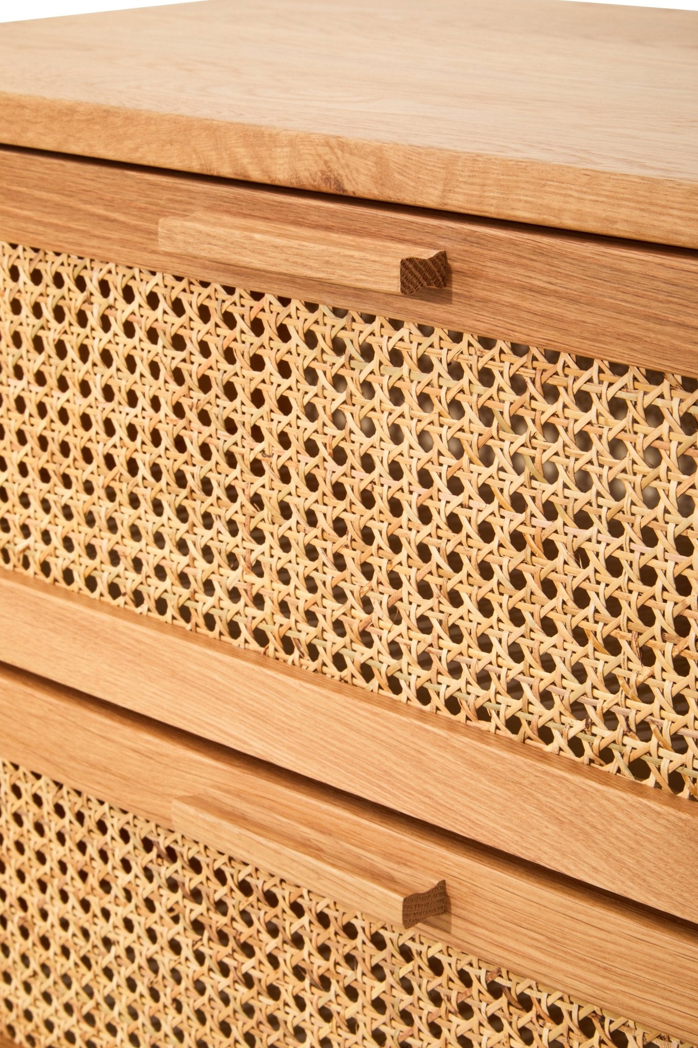 Janica Rattan and Oak Wood Two Drawer Chest - Skandi London