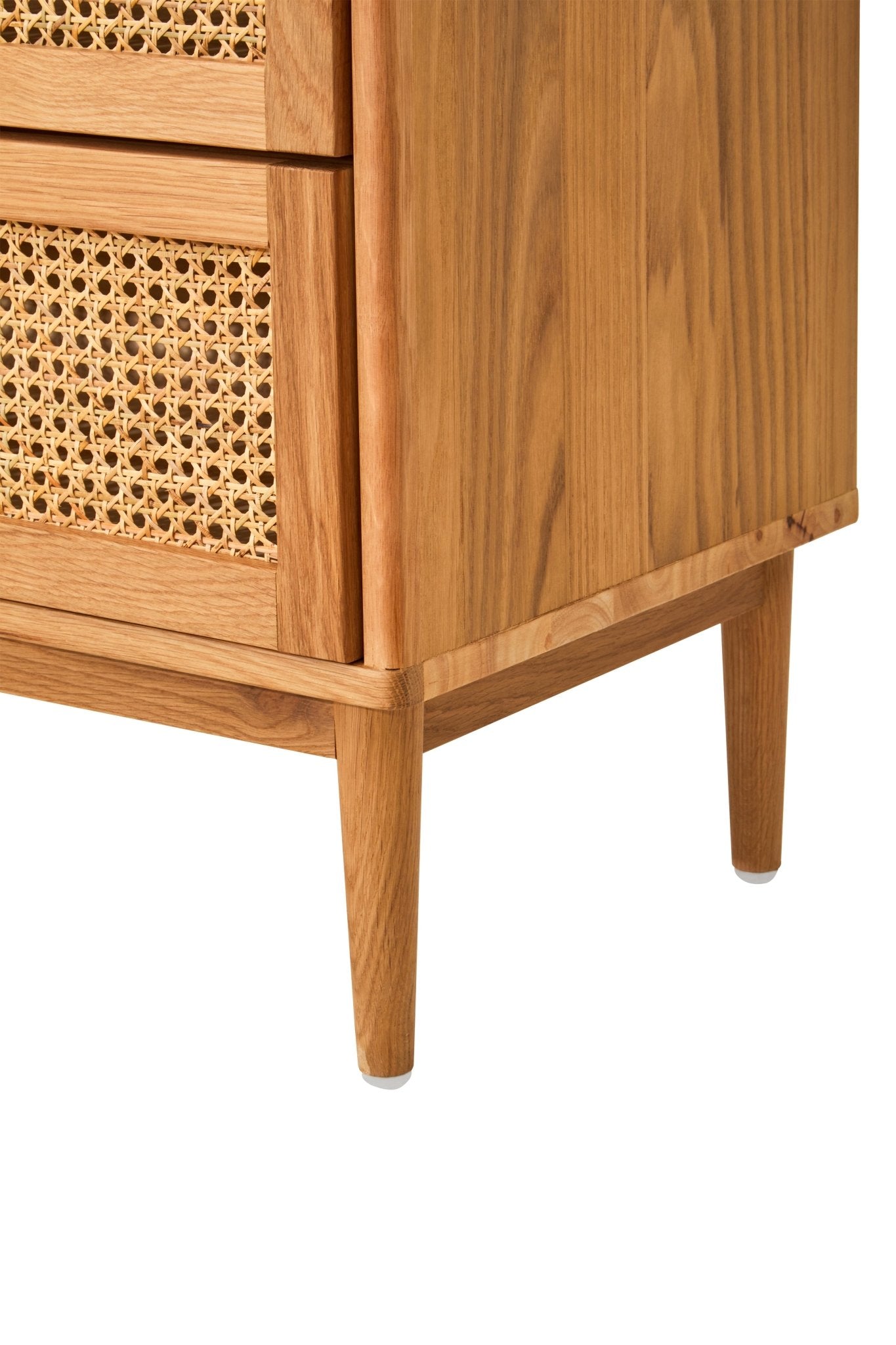 Janica Rattan and Oak Wood Two Drawer Chest - Skandi London
