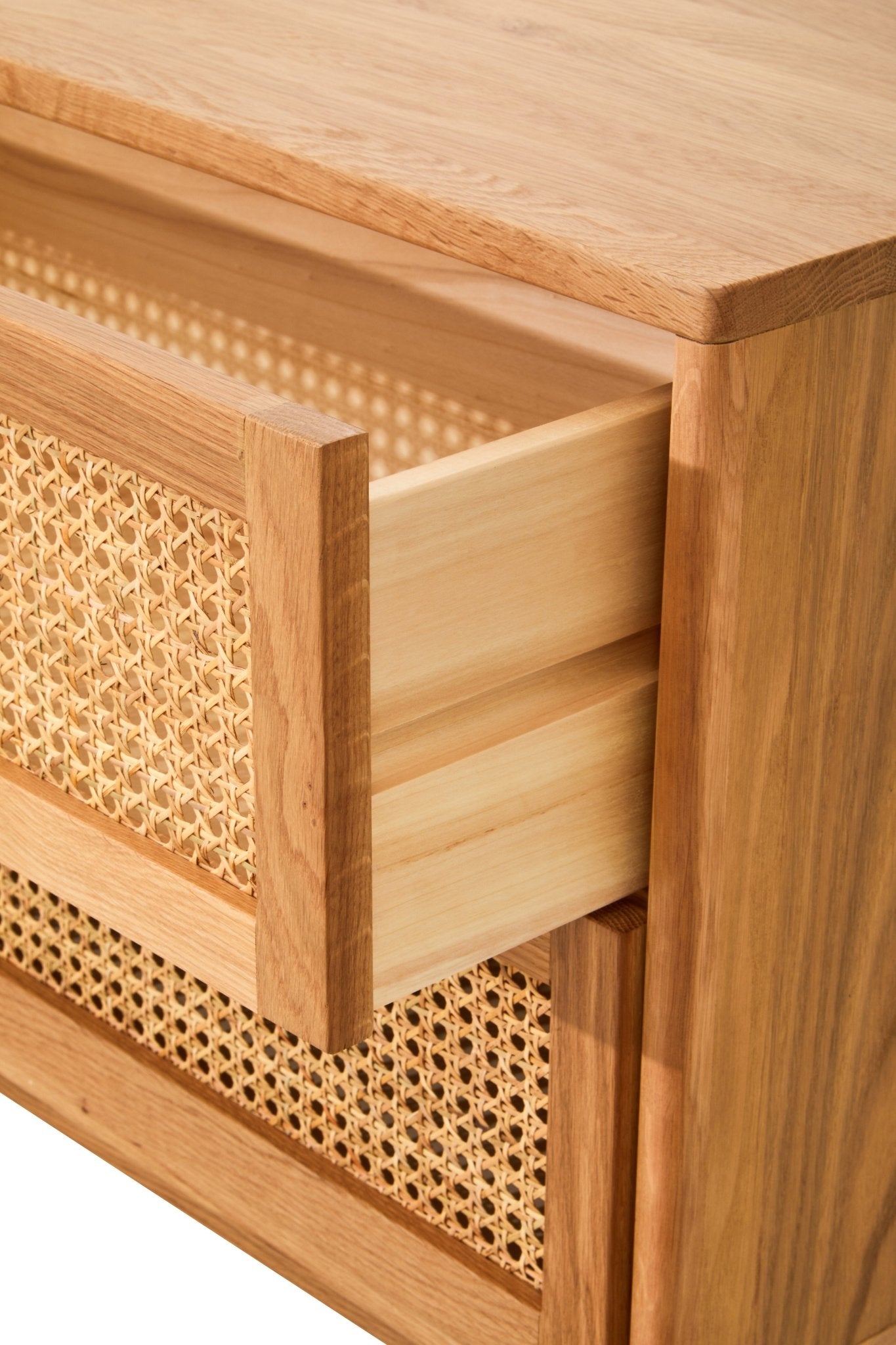 Janica Rattan and Oak Wood Two Drawer Chest - Skandi London
