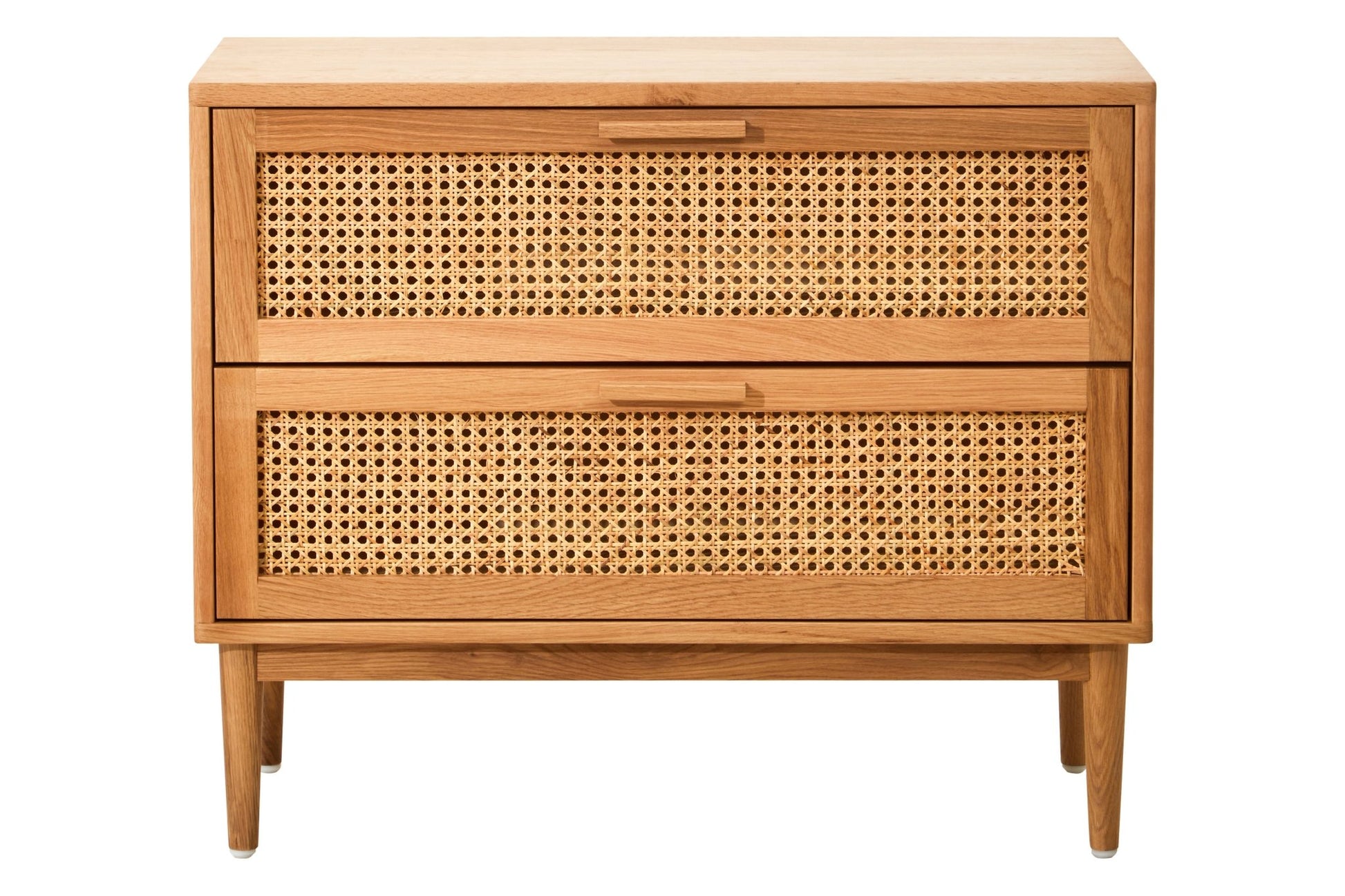 Janica Rattan and Oak Wood Two Drawer Chest - Skandi London