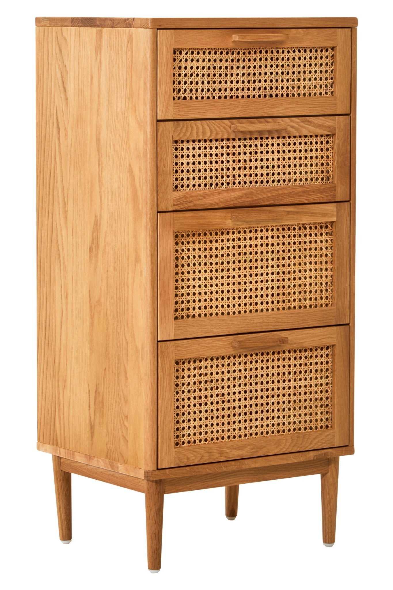 Janica Rattan and Oak Three Drawer Wood Chest - Skandi London