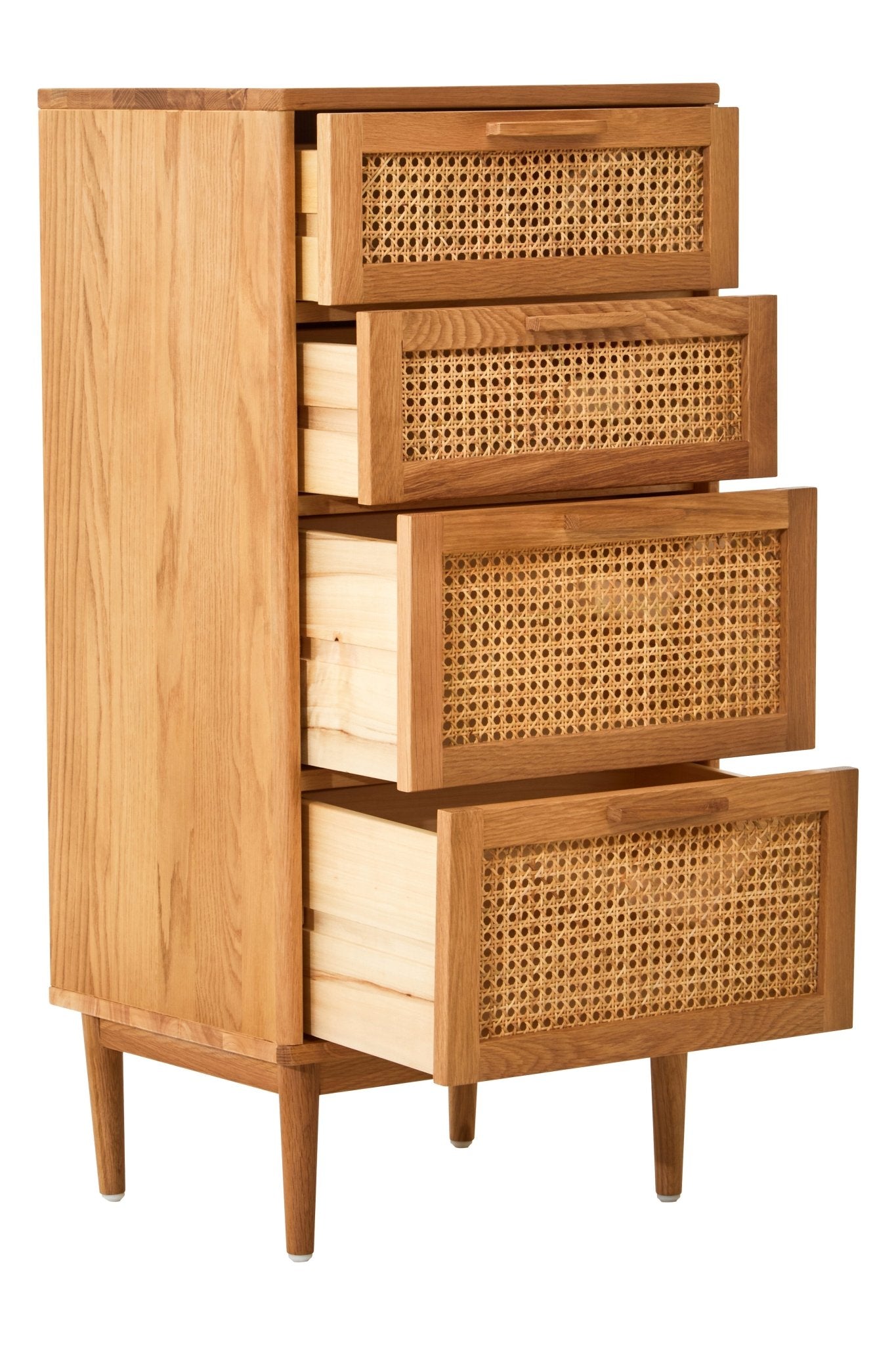Janica Rattan and Oak Three Drawer Wood Chest - Skandi London