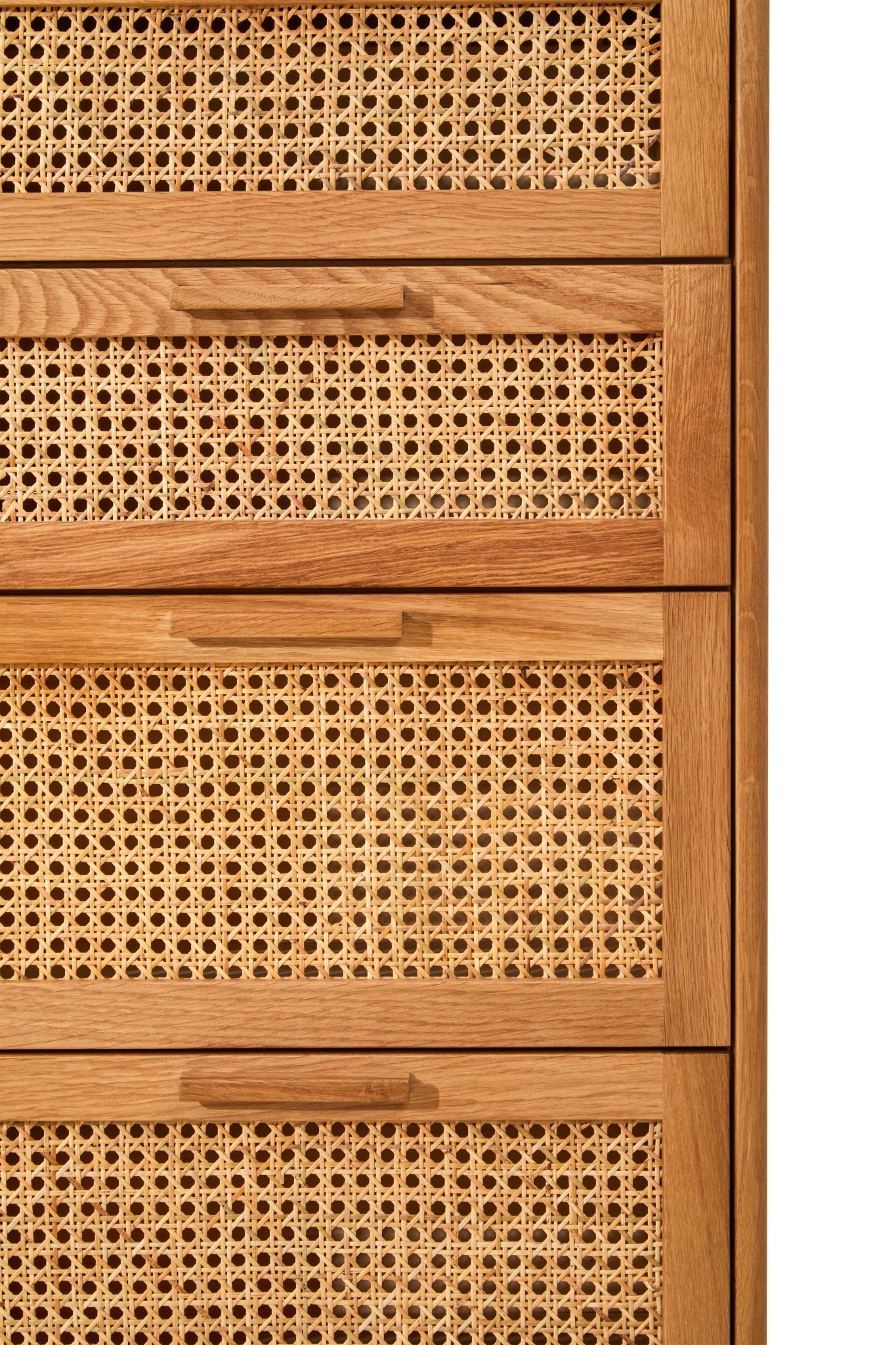 Janica Rattan and Oak Three Drawer Wood Chest - Skandi London