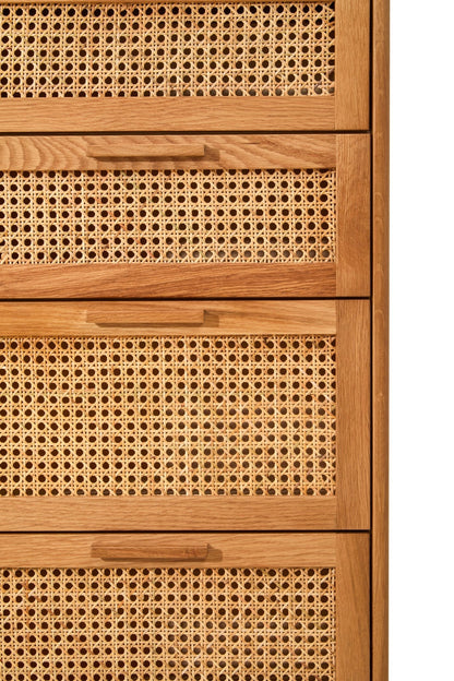 Janica Rattan and Oak Three Drawer Wood Chest - Skandi London