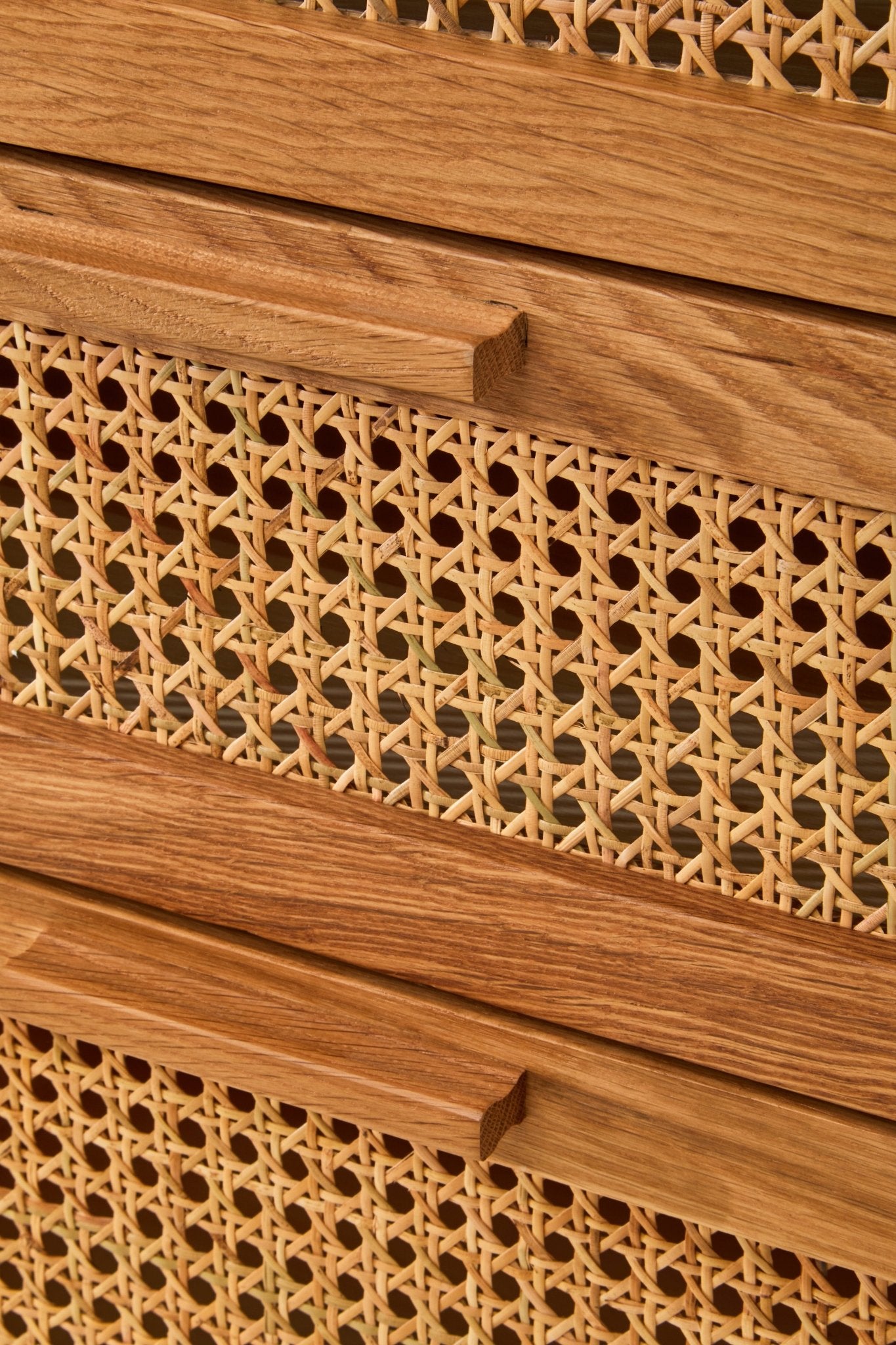 Janica Rattan and Oak Three Drawer Wood Chest - Skandi London
