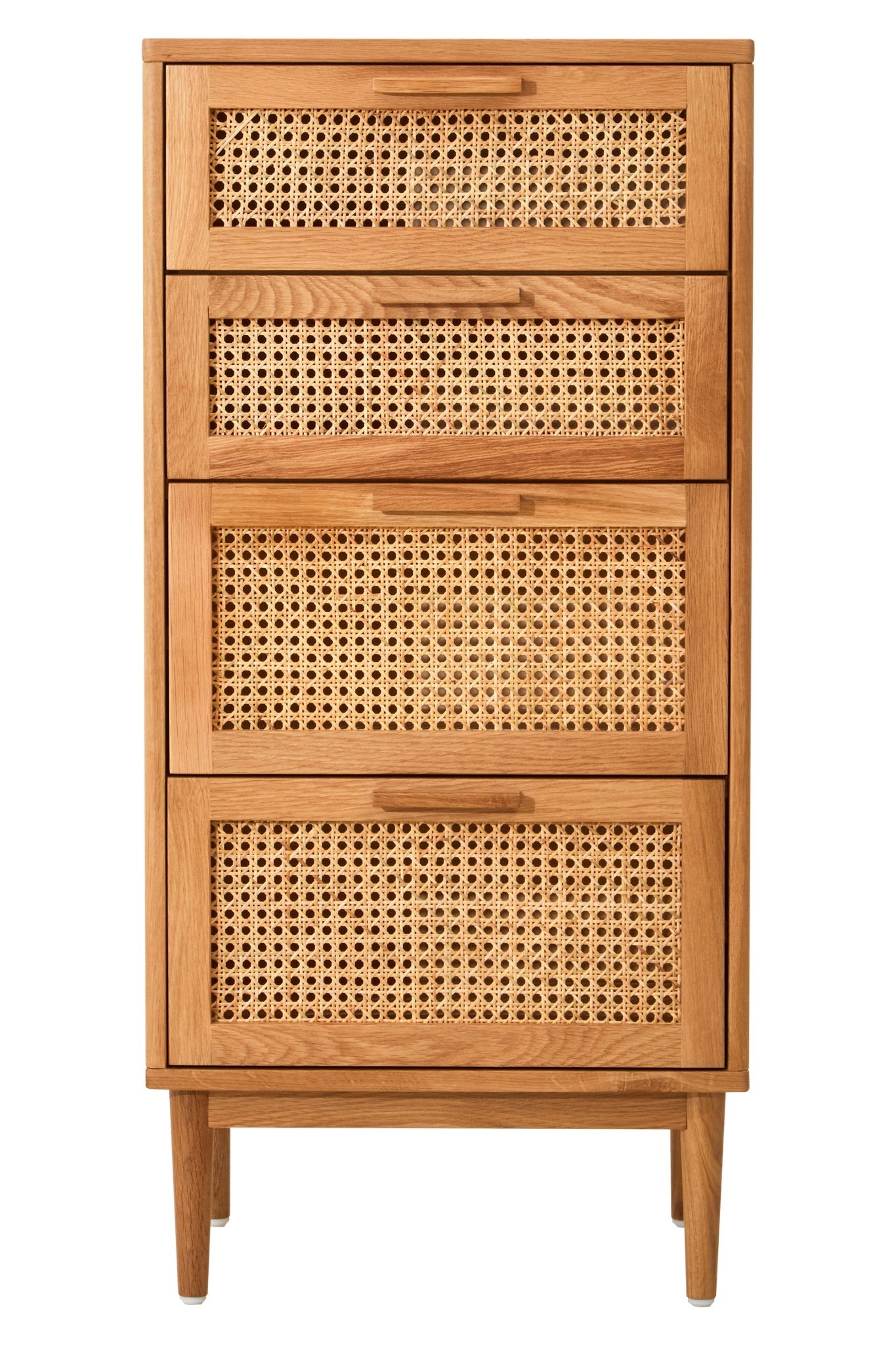 Janica Rattan and Oak Three Drawer Wood Chest - Skandi London