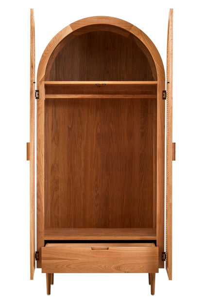 Janica 2 Door Natural Rattan And Oak Cabinet - Skandi London
