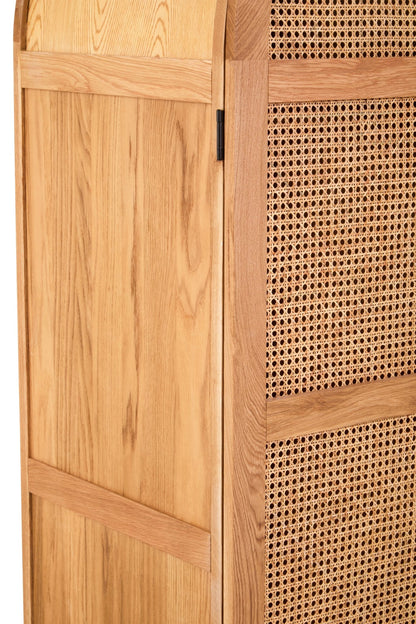 Janica 2 Door Natural Rattan And Oak Cabinet - Skandi London
