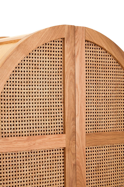 Janica 2 Door Natural Rattan And Oak Cabinet - Skandi London