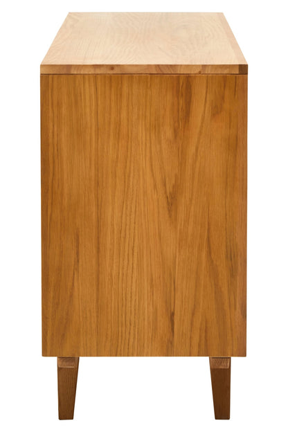 Janica 4 Door Natural Rattan And Oak Sideboard - Skandi London