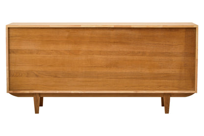 Janica 4 Door Natural Rattan And Oak Sideboard - Skandi London
