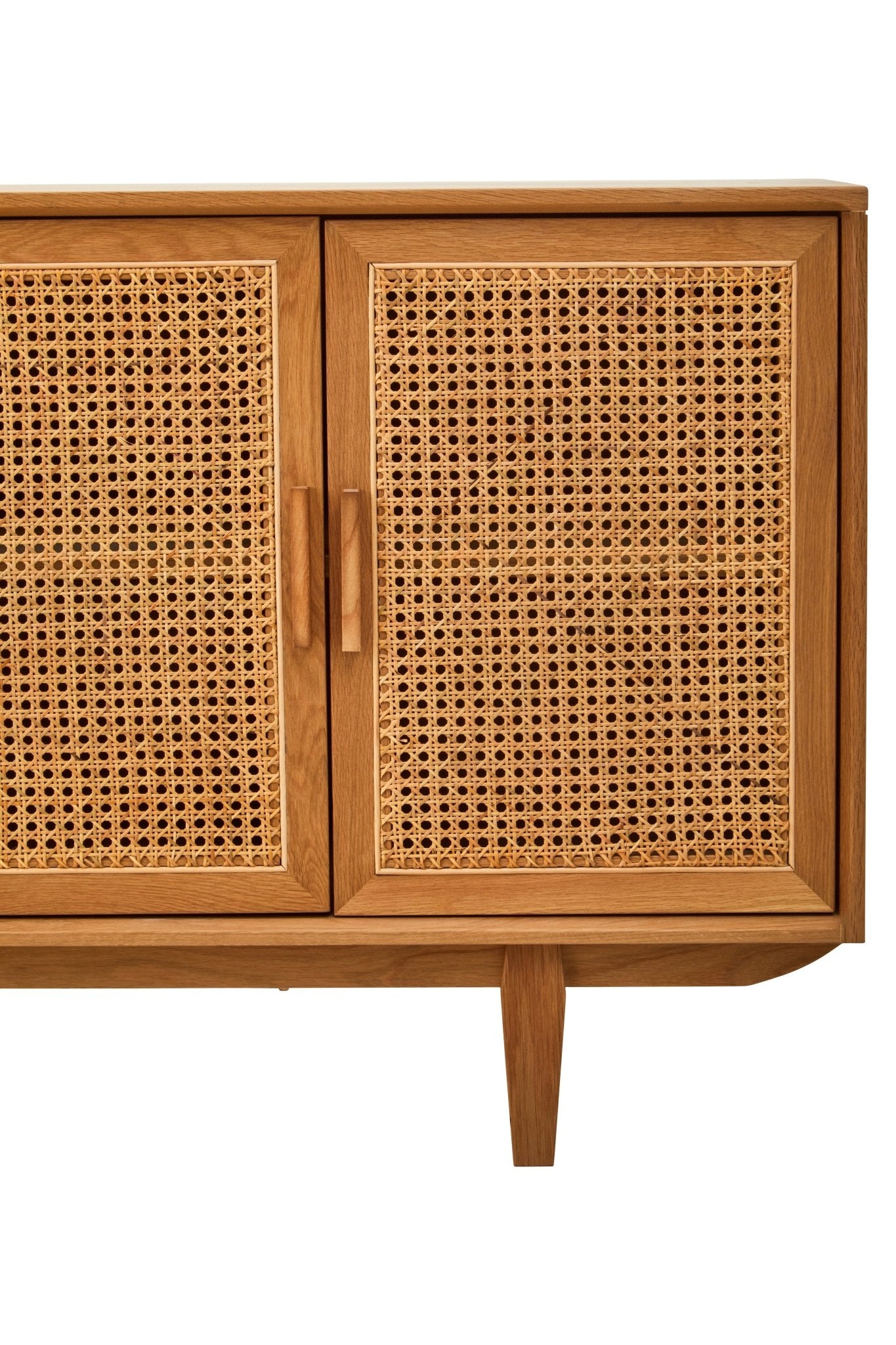 Janica 4 Door Natural Rattan And Oak Sideboard - Skandi London